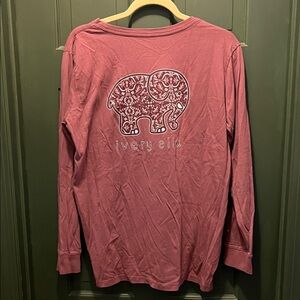 Ivory Ella Maroon Long Sleeve Shirt with Elephant Design